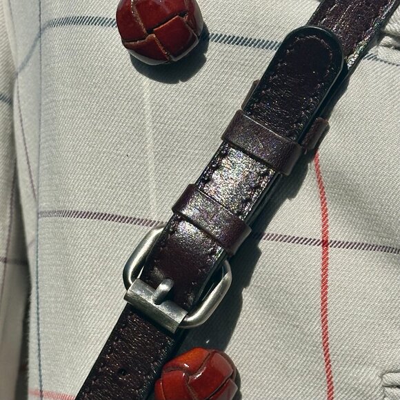 Patricia Nash Melrose Brushed Italian Nubuck Drawstring Bucket Bag Plum Key Fob - Picture 8 of 16